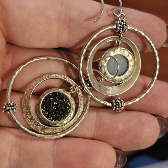 Michael Dawkins Druzy sterling earrings. Stamped 925 Michael Dawkins. Well known - Picture 4 of 4